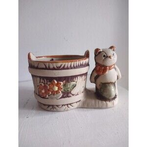 Ardco vtg basketball teddy bear bucket ceramic succulent planter